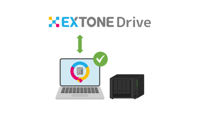EXTONE Driveとパソコン・NASの接続を確認している図